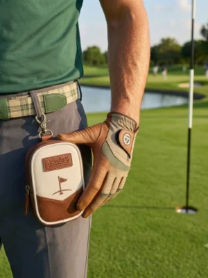 Leather golf ball carrier with belt loop
