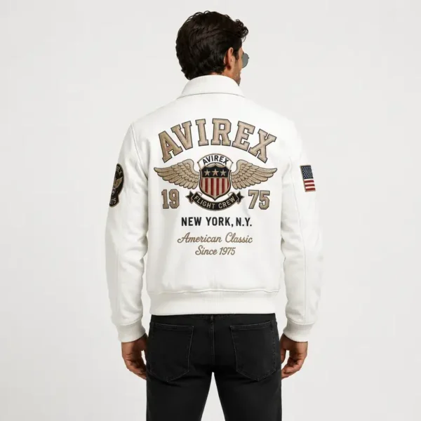 1975 Avirex leather jacket men's premium leather back view