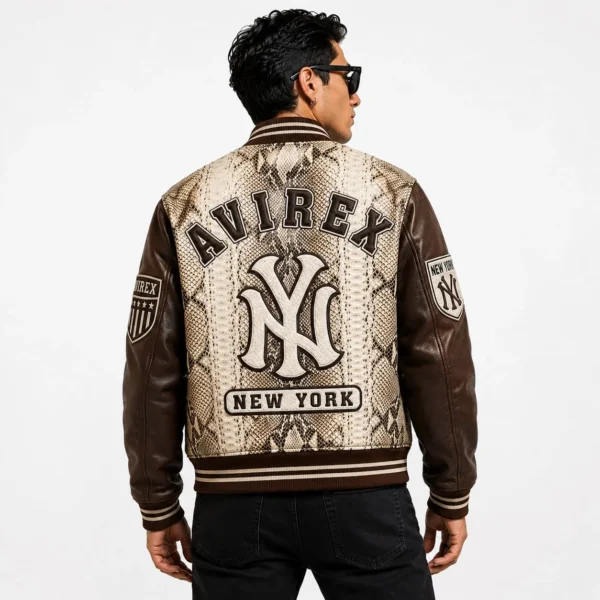 Men's Avirex Snake New York leather bomber jacket