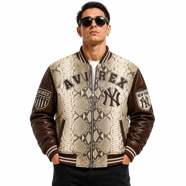 Avirex Snake New York genuine leather jacket front view