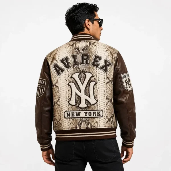 Avirex Snake New York Leather Jacket back side view image