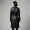 Long genuine leather trench coat for modern styling